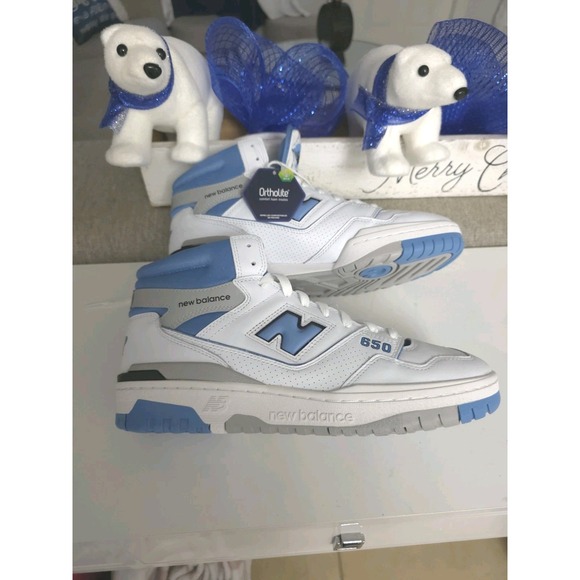 New Balance 650 White And Blue High Top Heritage Blue BB650RCK Size 10 M - Picture 7 of 8